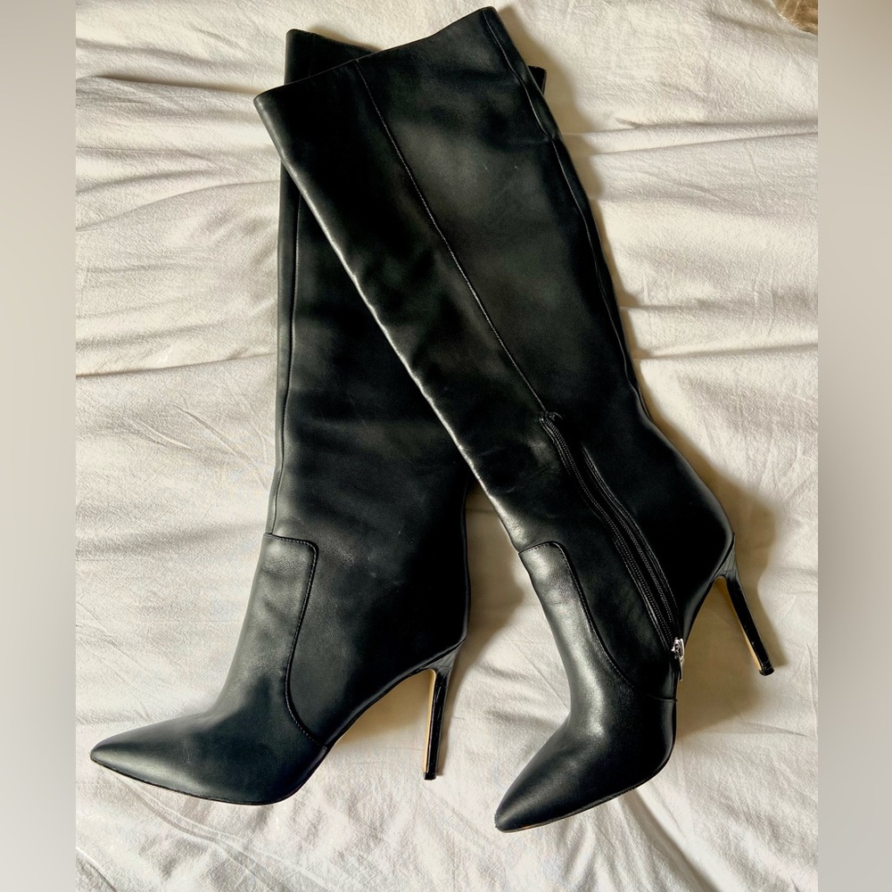 Nine West Richy Boot Stiletto Black Leather 9 1/2